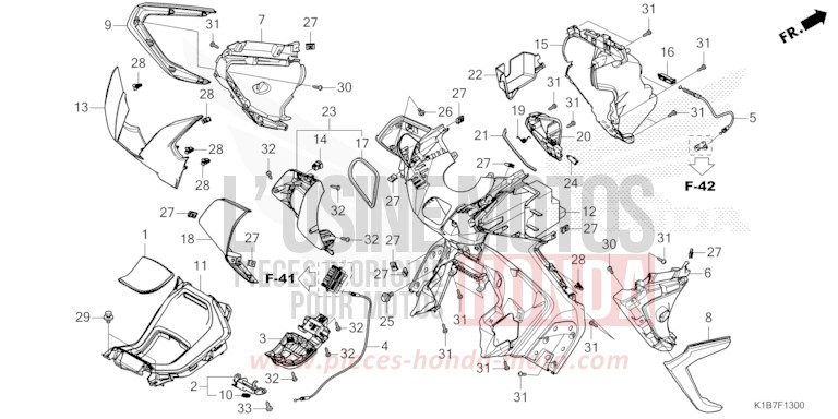 INNER COVER for Forza 350 MAT PEARL PACIFIC BLUE (PB397) from 2022
